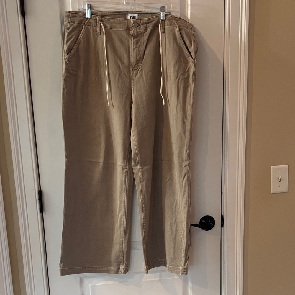 PAIGE Khaki Wide Leg Pants